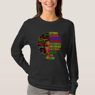 Womens September Girl She Slays & Prays Birthday G T-Shirt