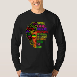 Womens September Girl She Slays & Prays Birthday G T-Shirt