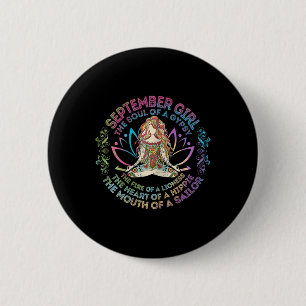 Womens September Girl The Soul Of A Gypsy Birthday 6 Cm Round Badge
