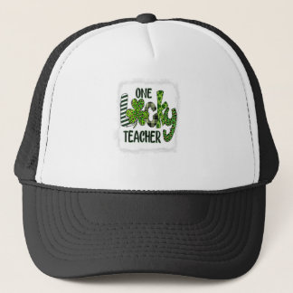 Womens Shamrock One Lucky Teacher St Patrick Trucker Hat