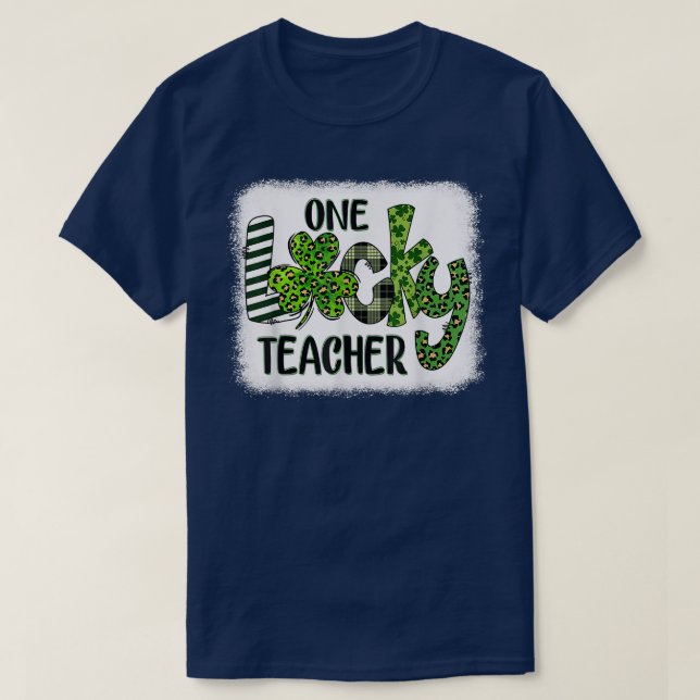 Womens Shamrock One Lucky Teacher St  T-Shirt (Design Front)