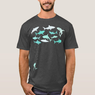 Womens Shark diver dive Open Water Diver VNeck  T-Shirt