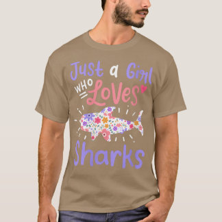 Womens Shark Just A Girl Who Loves Sharks Gift VNe T-Shirt