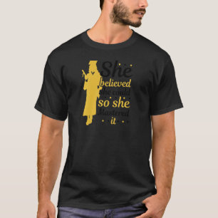 Womens She Believed She Could So She Mastered It G T-Shirt