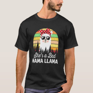 Womens She's A Bad Mama Llama  Mama Vintage Sunset T-Shirt