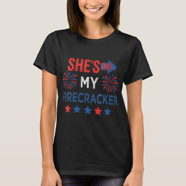 Womens Shes My Firecracker 4th Of July Matching Co T-Shirt (Front)
