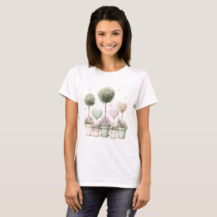 Women's Shirt Floral Pastel Watercolor Pink Green