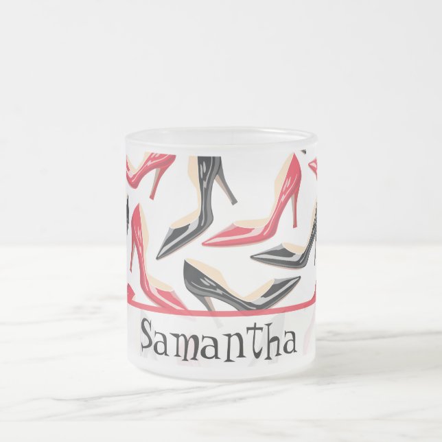 Womens Shoes High Frosted Glass Coffee Mug Cup (Center)