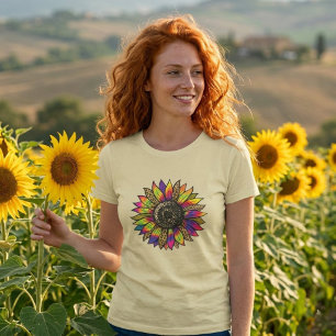  Women's Short Sleeve Sunflower T-Shirt  Elegant 