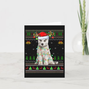 Womens Siberian Husky Dog Ugly Christmas Sweater H Card