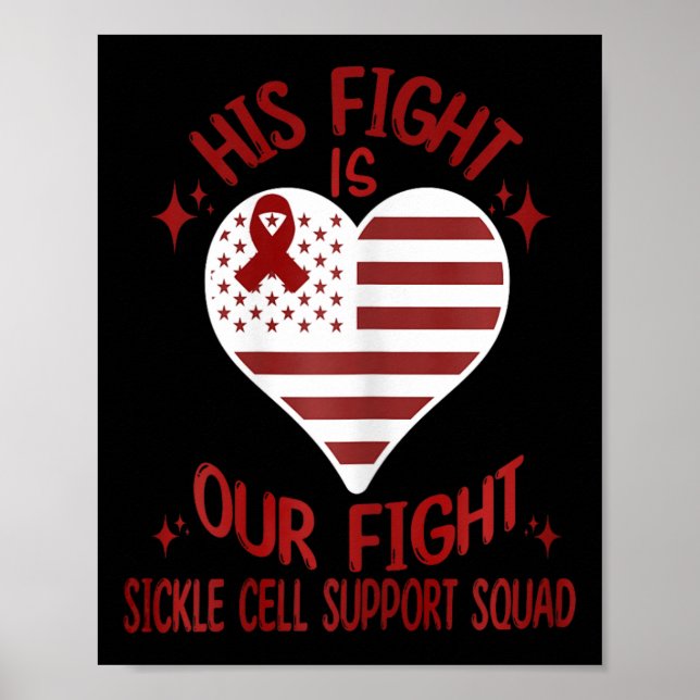 Womens Sickle Cell Anaemia Support Squad Burgundy  Poster (Front)