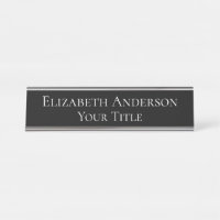 Womens Simple Black Name Plate