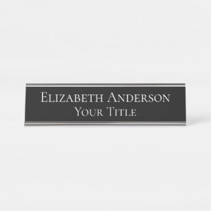 Womens Simple Black Name Plate