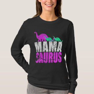 Womens Single Mama Saurus Dinosaur For Mother's Da T-Shirt