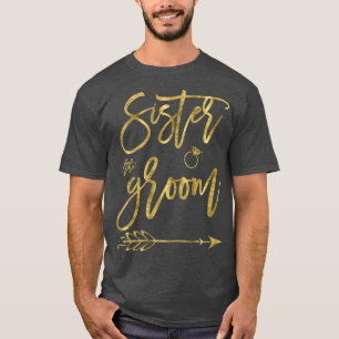 Womens Sister Of Bride  With Arrow Dark Yellow Bri T-Shirt