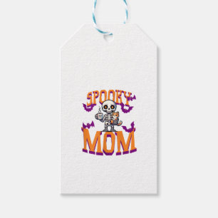 Womens Skeleton Cat and coffee spooky mum for hall Gift Tags