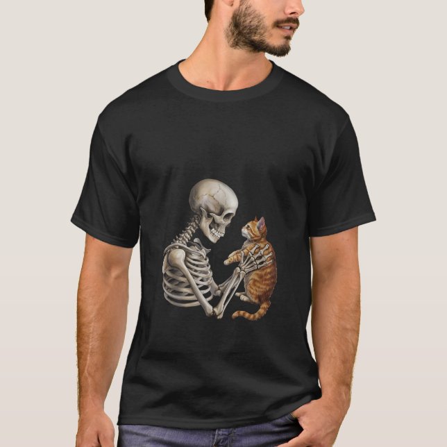 Womens Skeleton Cat Skull Kitty Cute Goth Adult Ha T-Shirt (Front)