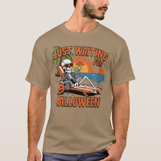 Womens Skeleton Enjoying Summerween on the Beach F T-Shirt