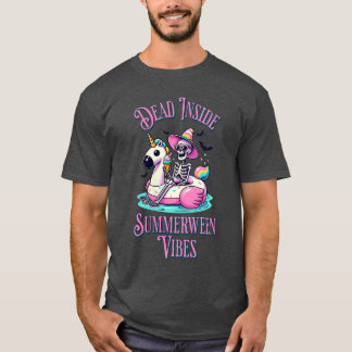 Womens Skeleton Pool Floatie Summerween Vibes Spoo T-Shirt