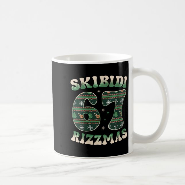 Womens Skibidi Rizzmas 67 Six Seven Meme Ugly Chri Coffee Mug (Right)