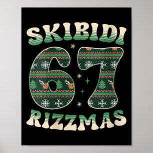 Womens Skibidi Rizzmas 67 Six Seven Meme Ugly Chri Poster