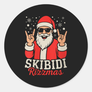 Womens Skibidi Rizzmas Christmas Rizz Santa Claus Classic Round Sticker