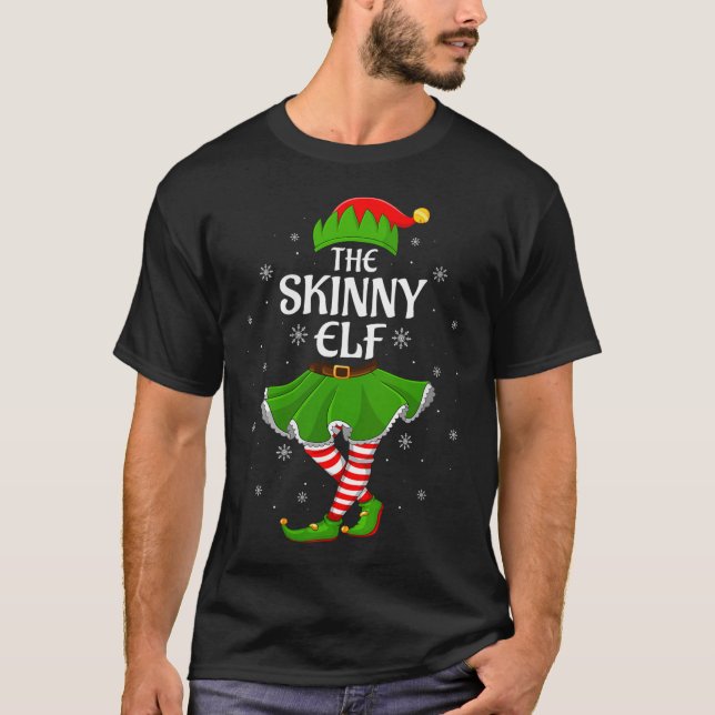 Womens Skinny Elf Christmas Family Girls Women Elf T-Shirt (Front)