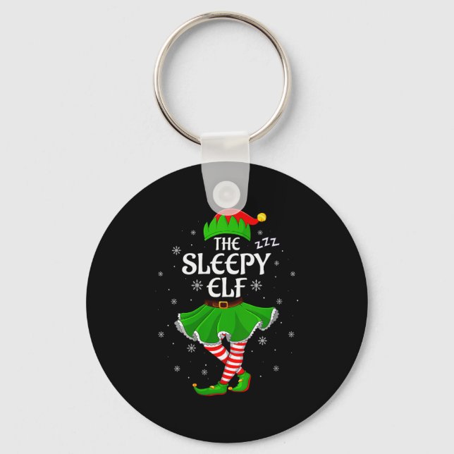 Womens Sleepy Elf Christmas Family Girls Women Elf Key Ring (Front)