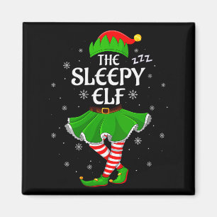Womens Sleepy Elf Christmas Family Girls Women Elf Magnet
