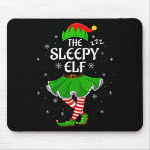 Womens Sleepy Elf Christmas Family Girls Women Elf Mouse Pad