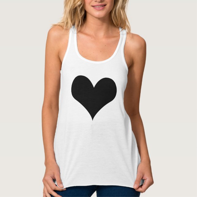 Women's Slim Fit Racerback Tank Top Black Heart (Front)