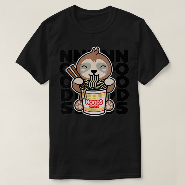 Womens Sloth Eating Instant Noodles Cute Kawaii Ra T-Shirt (Design Front)