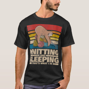 Womens Sloth Knitting Sleeping Wool Knitting Needl T-Shirt