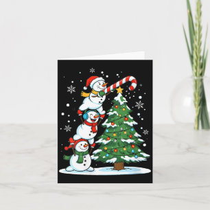 Womens Snowman Candy Cane Christmas Tree Winter Fu Card