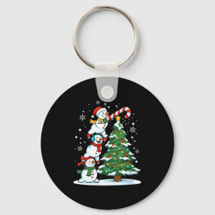 Womens Snowman Candy Cane Christmas Tree Winter Fu Key Ring