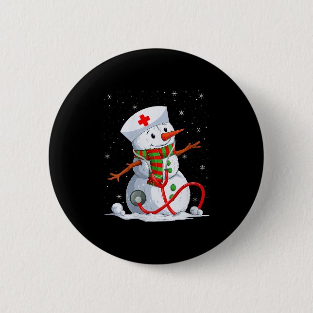 Womens Snowman Nurse Christmas Stethoscope Nursing 6 Cm Round Badge (Front)
