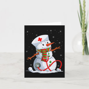 Womens Snowman Nurse Christmas Stethoscope Nursing Card