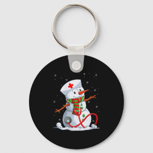 Womens Snowman Nurse Christmas Stethoscope Nursing Key Ring