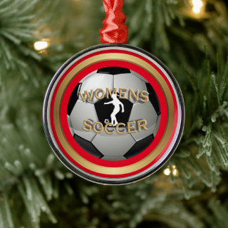 Women's Soccer Ball Christmas Metal Tree Decoration