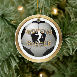 Women's Soccer Ball Sports Ceramic Tree Decoration