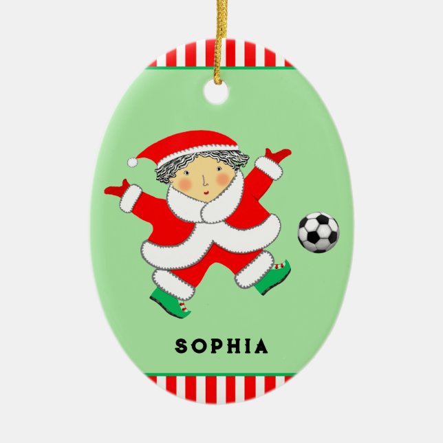 Women's Soccer Christmas Collectable Ceramic Tree Decoration (Front)