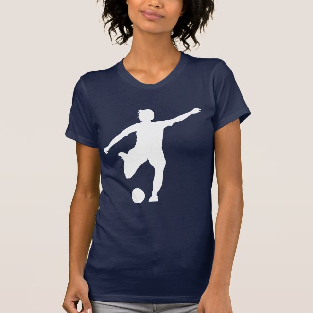 Women's Soccer Logo (White on Blue) T-Shirt (Front)