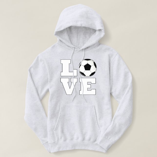 Women's Soccer LOVE Cute Soccer Player Sports Hoodie (Design Front)