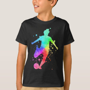 Womens Soccer Player Female Athlete Rainbow Colour T-Shirt