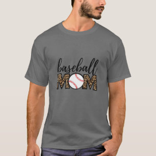 Womens Softball Baseball Mum Leopard Tee Mother's