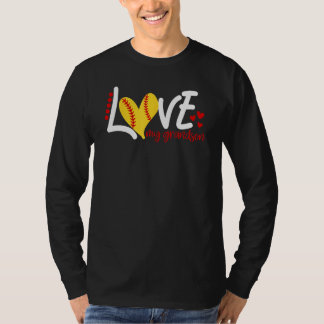Womens Softball Love my Grandson  for Men Kids T-Shirt