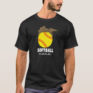 Womens Softball Mama Mum Leopard For Women Catcher T-Shirt