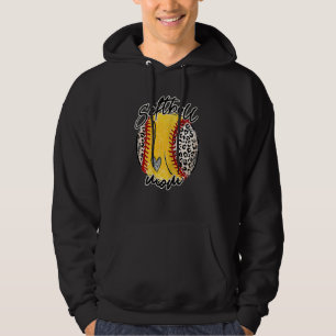 Womens Softball Mum Leopard Heart Softball Mama So Hoodie