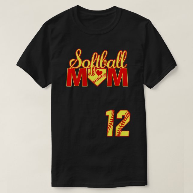 Womens Softball Mum Mother's Day #12 Fastpitch Jer T-Shirt (Design Front)