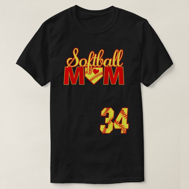 Womens Softball Mum Mother's Day #34 Fastpitch Jer T-Shirt (Design Front)